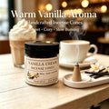 Jar of vanilla incense cones beside a mug on a wooden table